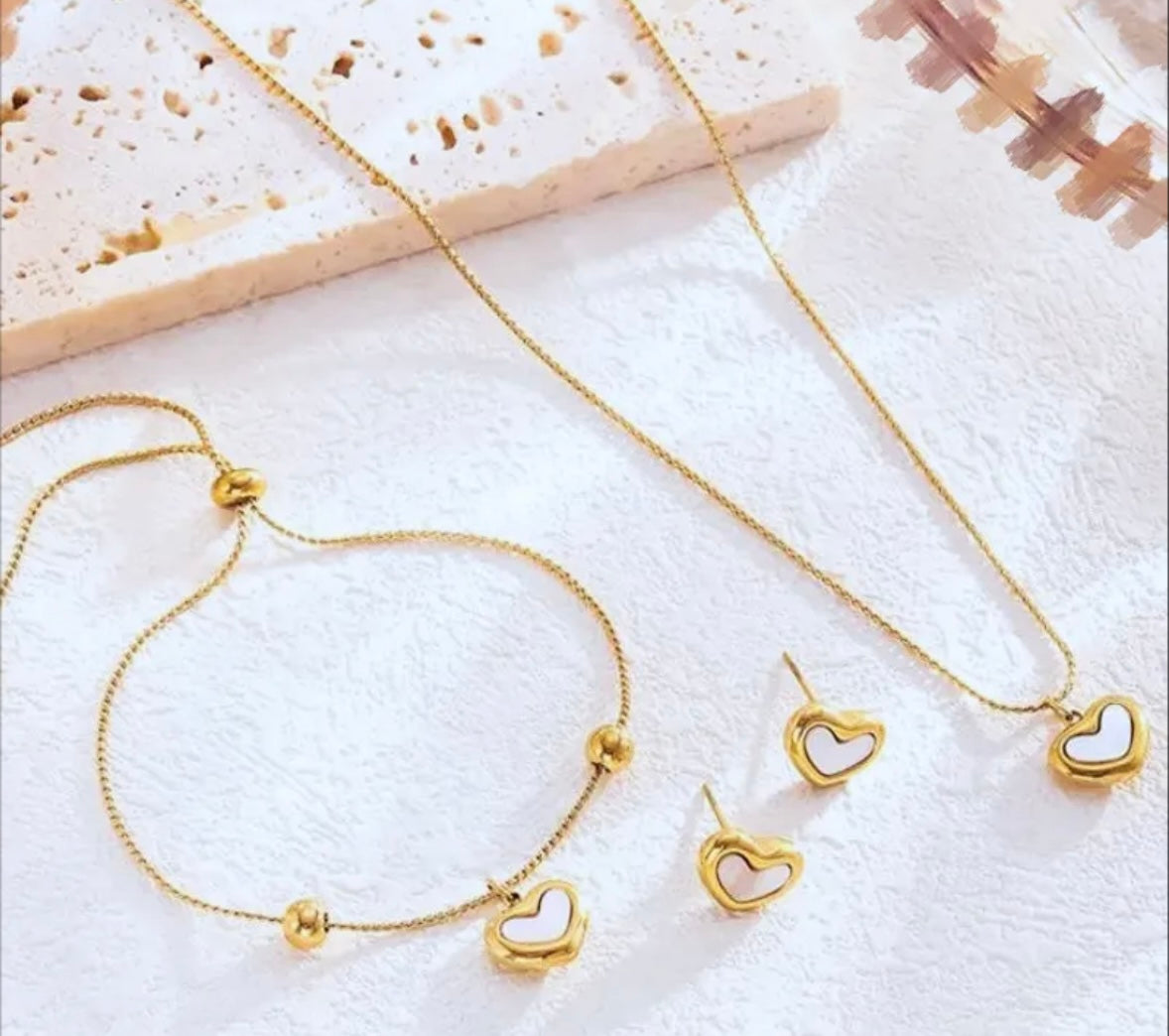 Heart White Set Jewerly