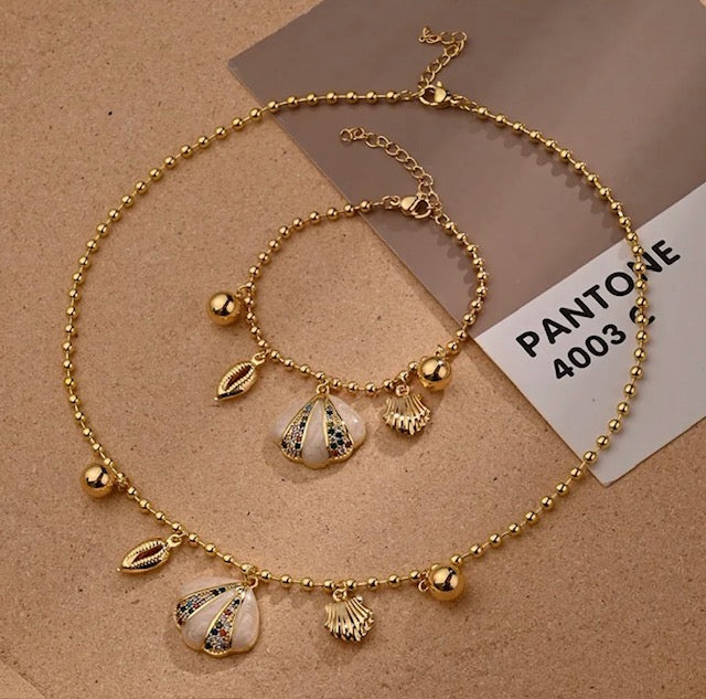 Set Collar y Pulsera Concha