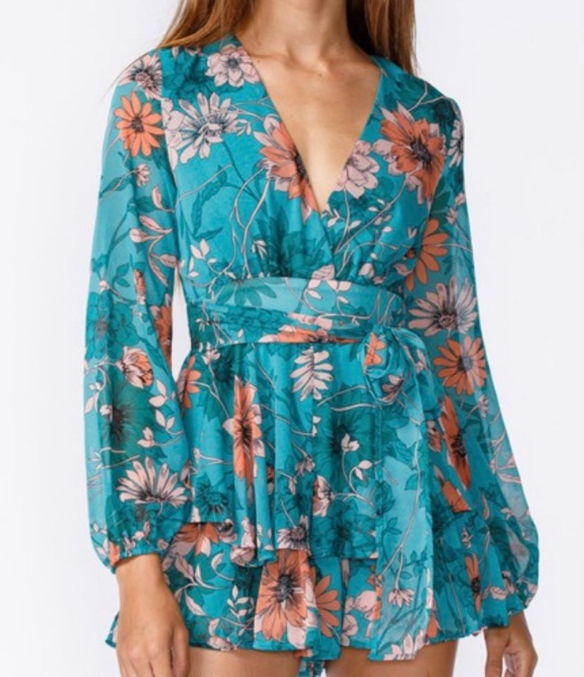 Blue Flower Romper