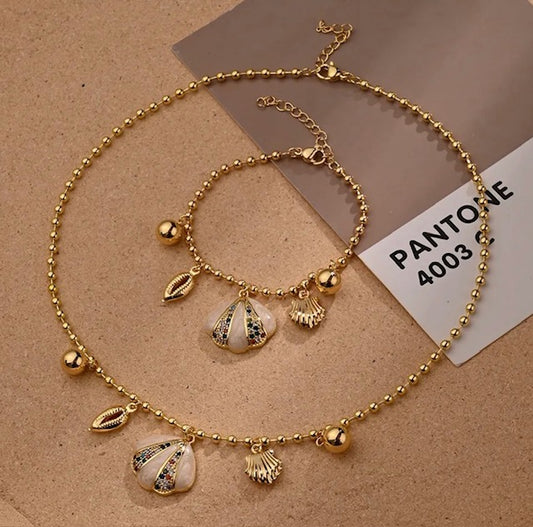 Set Collar y Pulsera Concha